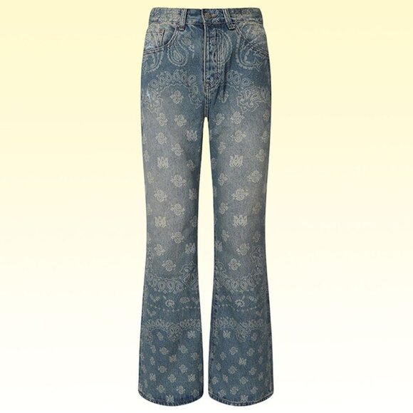 Amiri Patterned Denim Flared Jeans